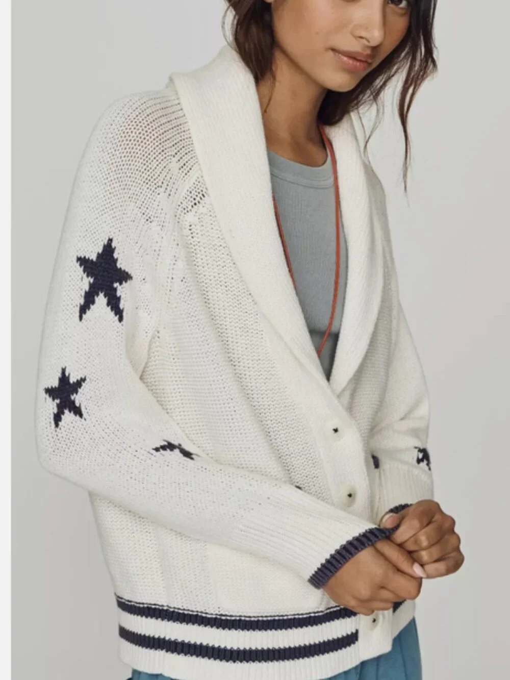 Anthropologie Maeve American Flag Shawl Collar Cardigan Sweater XL NWT Patriotic